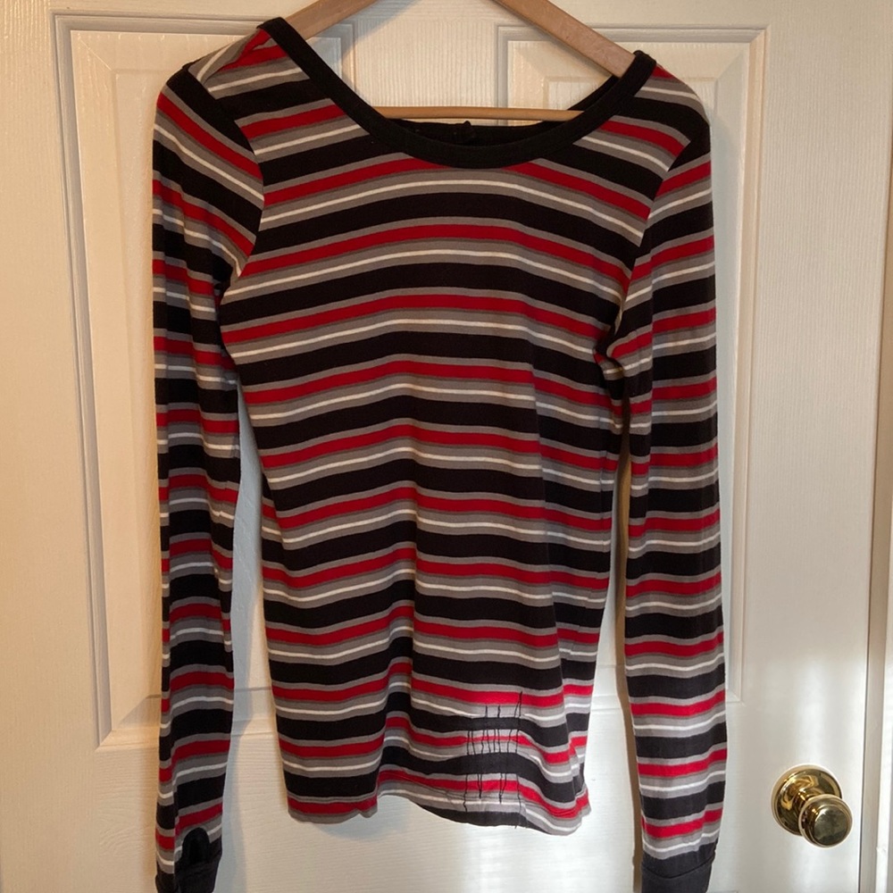 Vans Striped Long-Sleeve Shirt w/ Cutaway Back Size M